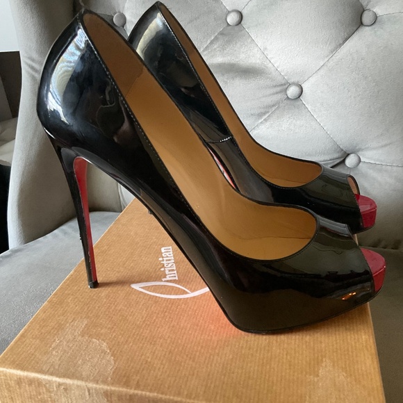 Christian Louboutin Black Patent New Very Privé Pumps 120mm Red Toe Size 39.5 - Picture 10 of 12